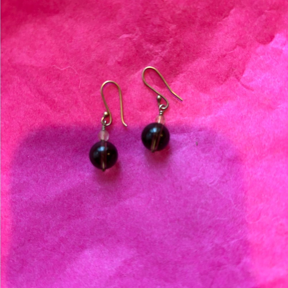 Brown and Pink Drop Earrings